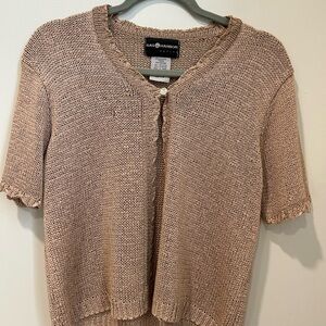 Sag Harbor Short Sleeve Knit Cardigan in Dusty Rose